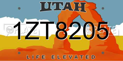 1ZT8205 Utah License Plate