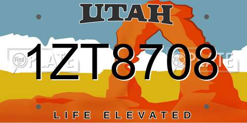 1ZT8708 Utah License Plate