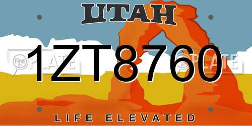 1ZT8760 Utah License Plate