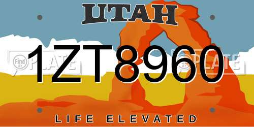 1ZT8960 Utah License Plate