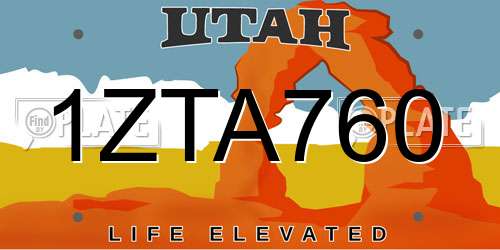 1ZTA760 Utah License Plate