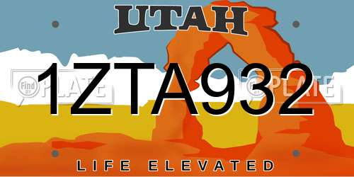 1ZTA932 Utah License Plate