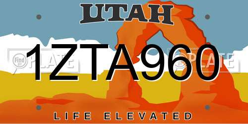 1ZTA960 Utah License Plate