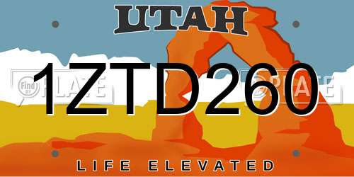 1ZTD260 Utah License Plate