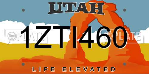 1ZTI460 Utah License Plate