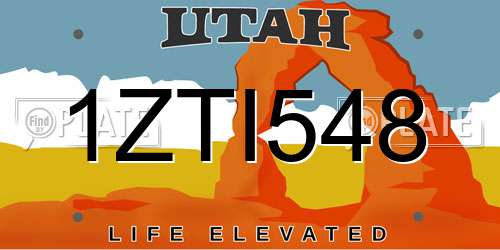 1ZTI548 Utah License Plate
