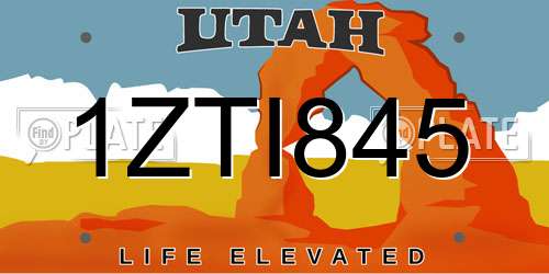 1ZTI845 Utah License Plate