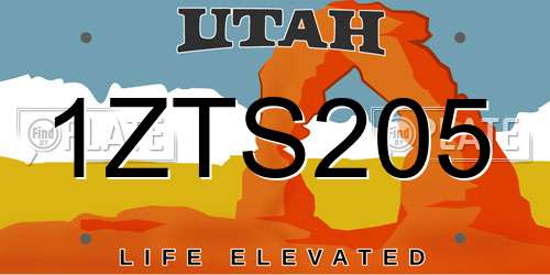 1ZTS205 Utah License Plate