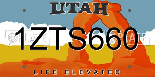 1ZTS660 Utah License Plate