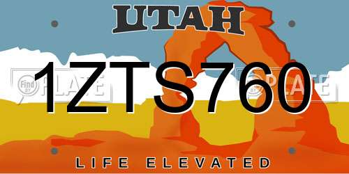 1ZTS760 Utah License Plate