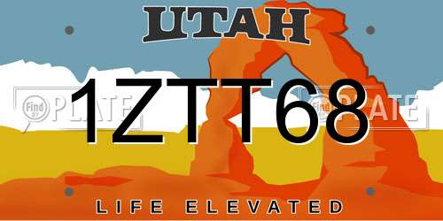 1ZTT68 Utah License Plate