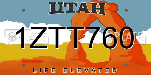 1ZTT760 Utah License Plate