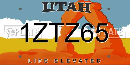 1ZTZ65 Utah License Plate