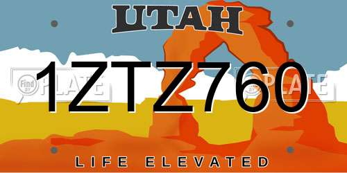 1ZTZ760 Utah License Plate