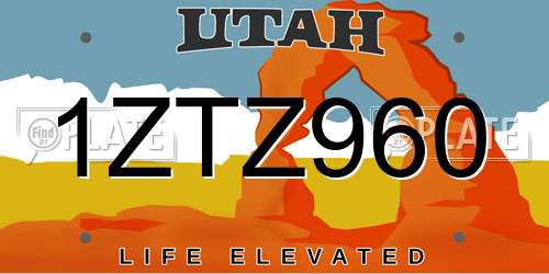 1ZTZ960 Utah License Plate