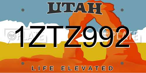 1ZTZ992 Utah License Plate