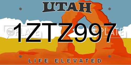 1ZTZ997 Utah License Plate