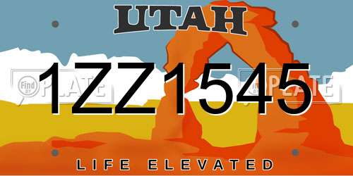 1ZZ1545 Utah License Plate