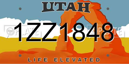 1ZZ1848 Utah License Plate