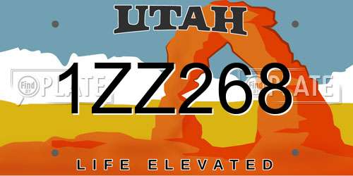 1ZZ268 Utah License Plate