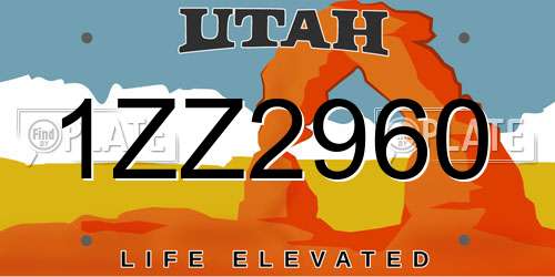 1ZZ2960 Utah License Plate