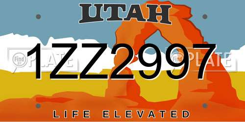 1ZZ2997 Utah License Plate