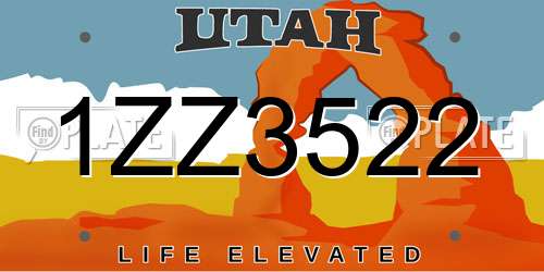 1ZZ3522 Utah License Plate