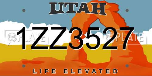 1ZZ3527 Utah License Plate