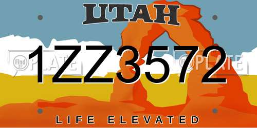 1ZZ3572 Utah License Plate