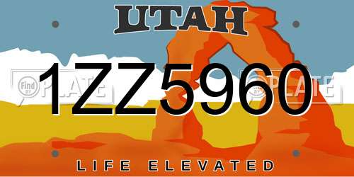 1ZZ5960 Utah License Plate