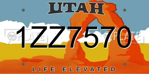 1ZZ7570 Utah License Plate