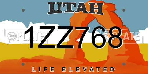 1ZZ768 Utah License Plate