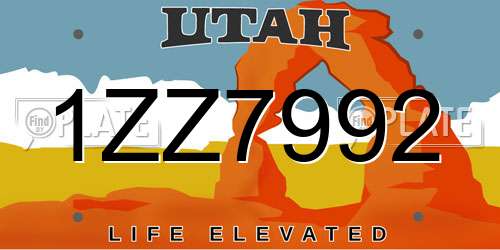 1ZZ7992 Utah License Plate