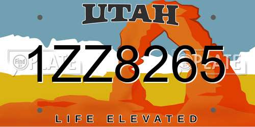 1ZZ8265 Utah License Plate