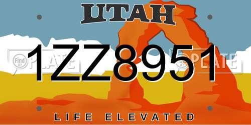 1ZZ8951 Utah License Plate