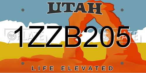 1ZZB205 Utah License Plate