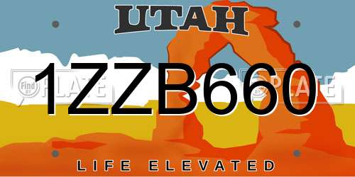 1ZZB660 Utah License Plate