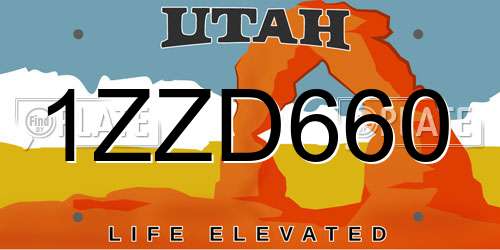 1ZZD660 Utah License Plate