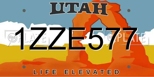 1ZZE577 Utah License Plate