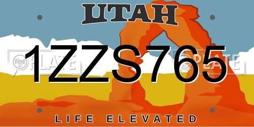 1ZZS765 Utah License Plate