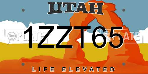 1ZZT65 Utah License Plate