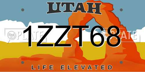 1ZZT68 Utah License Plate