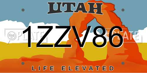 1ZZV86 Utah License Plate
