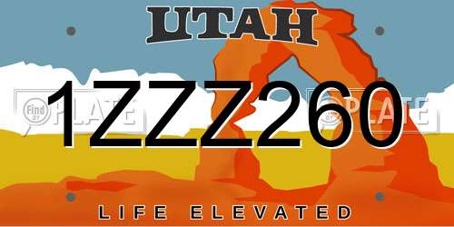1ZZZ260 Utah License Plate