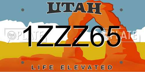 1ZZZ65 Utah License Plate
