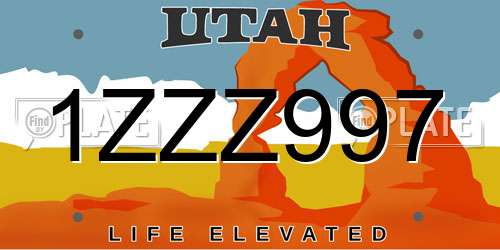1ZZZ997 Utah License Plate