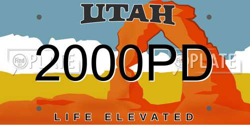 2000PD Utah License Plate