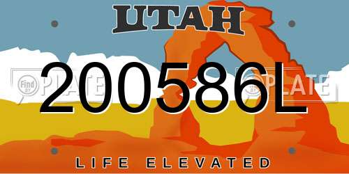 200586L Utah License Plate