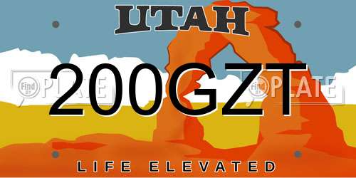 200GZT Utah License Plate