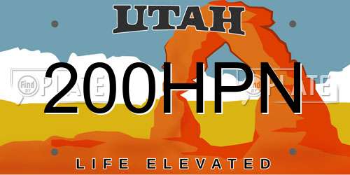 200HPN Utah License Plate